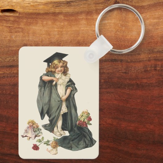  Afstuderen, Meisje Dragen van een Pet en jurk Sleutelhanger (Achterkant)