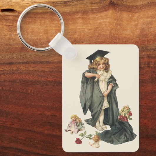 Afstuderen, Meisje Dragen van een Pet en jurk Sleutelhanger (Voorkant)