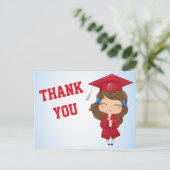 Afstuderen meisje in het rood aankondigingskaart (Staand voorkant)