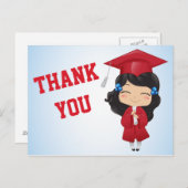 Afstuderen meisje in het rood aankondigingskaart (Voorkant / Achterkant)