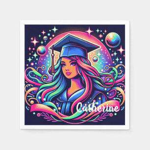Afstuderen Meisje in Neon Kleuren Custom Servet