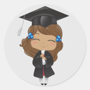 Afstuderen meisje in zwart ronde sticker
