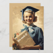 afstuderen meisje met handboek aankondiging (Voorkant / Achterkant)