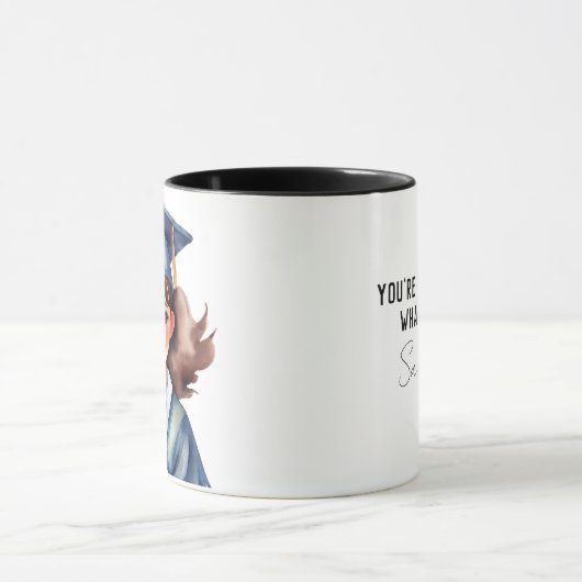 Afstuderen meisje mok, Afstudeerder cadeau, gepers Mok (Midden)