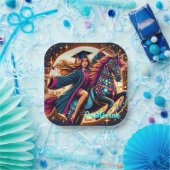 Afstuderen Meisje Op Fancy Paard Custom Papieren Bordje (Feest)