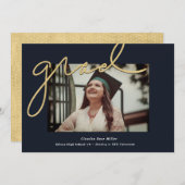 Afstuderen met handgeschreven Afstudeerder marine  Aankondiging (Voorkant / Achterkant)