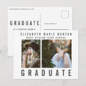Afstuderen met meerdere foto's modern briefkaart (Voorkant / Achterkant)