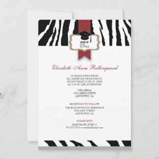 Afstuderen met ribbon Crest Zebra Pattern Kaart