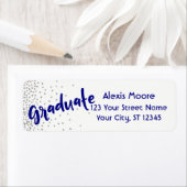 "Afstuderen" met Silver Confetti & Navy Over White Etiket (Insitu)