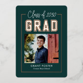 Afstuderen met Varsity Pride Folie EDITABLE KLOR F Folie Uitnodiging (Voorkant)