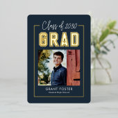 Afstuderen met Varsity Pride Folie EDITABLE KLOR F Uitnodiging (Staand Voorkant)