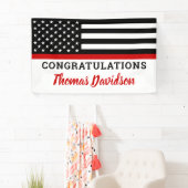 Afstuderen met vuursteentje dunne rode lijn spandoek (Insitu)