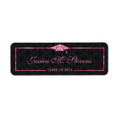 Afstuderen met zwart/wit Pet met roze Lijst Etiket (Voorkant)