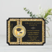 Afstuderen met zwarte en goudglitter kaart (Staand voorkant)