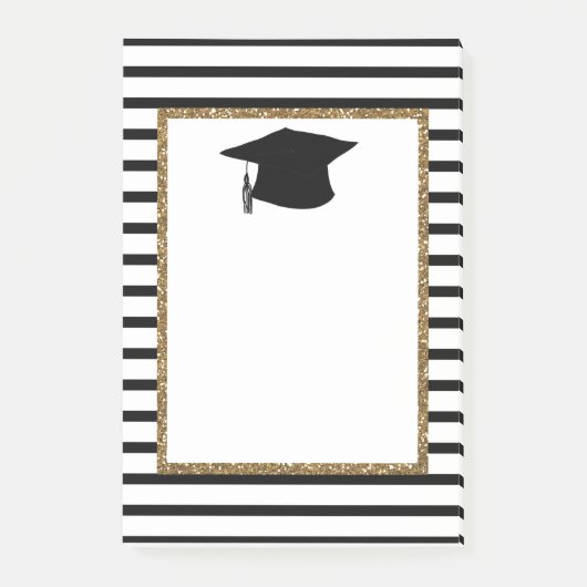 Afstuderen met zwarte en goudglitter post-it® notes (Voorkant)