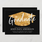 Afstuderen Metallic Gold Afstudeerder Pet Black Af Aankondiging (Voorkant / Achterkant)