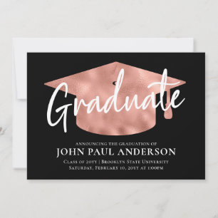 Afstuderen Metallic Roos Gold Pet Black Afstuderen Aankondiging