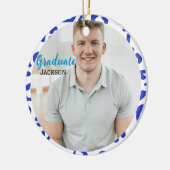 Afstuderen Milestone Blue Leopard Keramisch Ornament (Links)