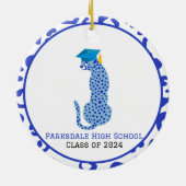 Afstuderen Milestone Blue Leopard Keramisch Ornament (Achterkant)