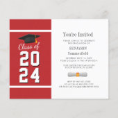 Afstuderen Minimale uitnodiging voor rode witte pa (Voorkant)