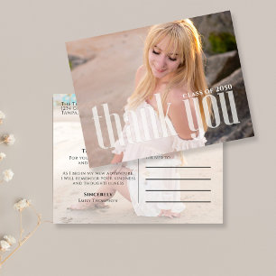 Afstuderen minimalistisch 2 foto Eenvoudig bedankt Briefkaart