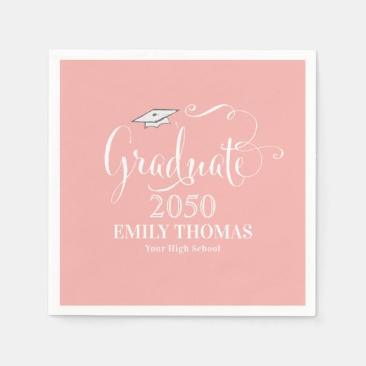 Afstuderen minimalistisch mortarboard-peach servet (Voorkant)