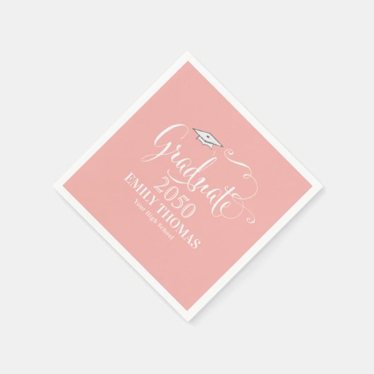 Afstuderen minimalistisch mortarboard-peach servet (Hoek)