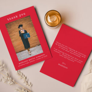 Afstuderen minimalistische eenvoudige foto dank u notitiekaartje