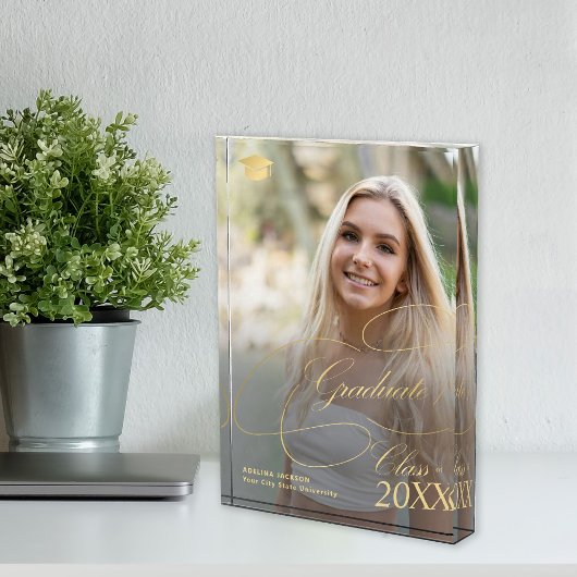 Afstuderen minimalistische gouden kalligrafie fotoblokken