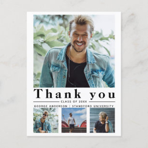 Afstuderen Minimalistische multifoto Dank u Briefkaart