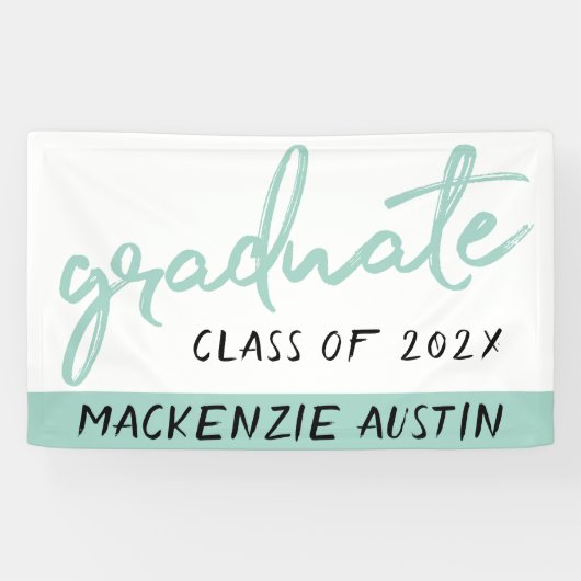 Afstuderen mintgroen | Speels Sage Trendy Script Spandoek (Horizontaal)