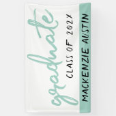 Afstuderen mintgroen | Speels Sage Trendy Script Spandoek (Verticaal)