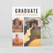 Afstuderen Modern 3 Foto Collage Persoonlijk Kaart (Staand voorkant)