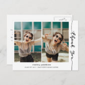 Afstuderen Modern Bedankt Script Photo Collage Briefkaart (Voorkant / Achterkant)