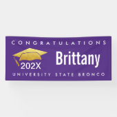 Afstuderen Modern Bold Simple Gold Pet op Paars Spandoek (Horizontaal)