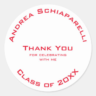 Afstuderen Modern Eenvoudig Rood Custom Dank u Ronde Sticker