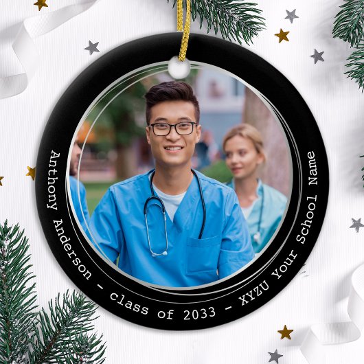 Afstuderen Modern Elegant Custom Photo Afstuderen Keramisch Ornament