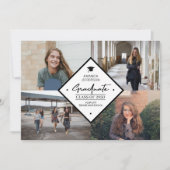 Afstuderen modern elegant script 4 foto collage a aankondiging (Voorkant)