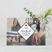 Afstuderen modern elegant script 4 foto collage a aankondiging (Staand voorkant)