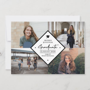 Afstuderen modern elegant script 4 foto collage a aankondiging
