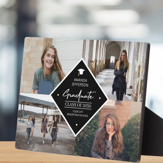 Afstuderen modern elegant script 4 fotocollage fotoplaat
