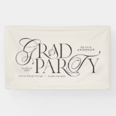 Afstuderen Modern Elegant Typografie Zwart & Wit Spandoek (Horizontaal)