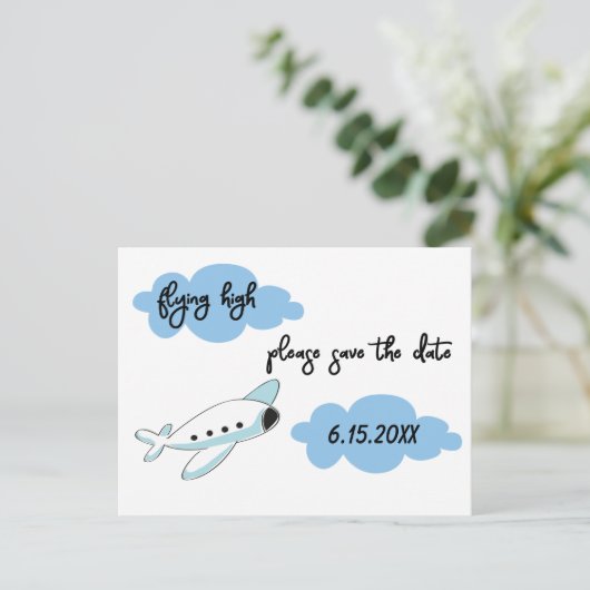 Afstuderen Modern Flying High Plane Cloud Briefkaart (Staand voorkant)