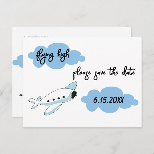 Afstuderen Modern Flying High Plane Cloud Briefkaart (Voorkant / Achterkant)