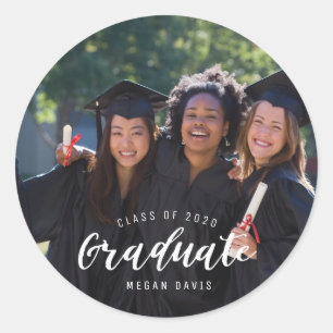 Afstuderen Modern Foto Naam Ronde Sticker