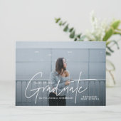 Afstuderen modern fotoscript elegant kaart (Staand voorkant)