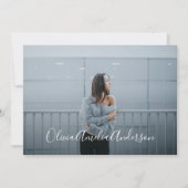 Afstuderen modern fotoscript typografie blauw kaart (Voorkant)