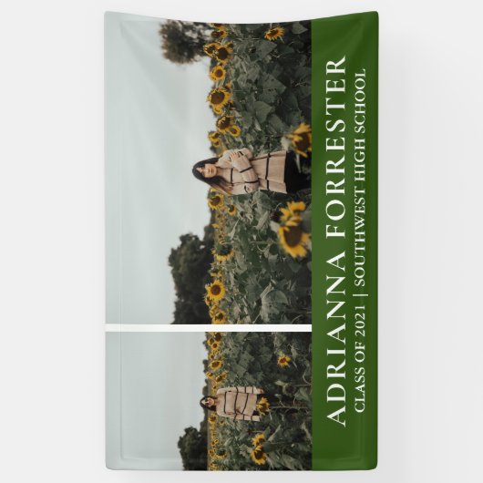 Afstuderen Modern Groen | Twee fotobanner Spandoek (Verticaal)