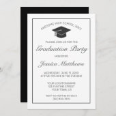 Afstuderen Modern Minimal White Black Kaart (Voorkant / Achterkant)