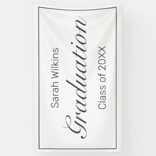 Afstuderen Modern Minimal White Black Spandoek (Verticaal)